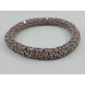 Fashion Costume Bead Knit Bracelet Vintage Pink Silver‎ Sparkle Crystal Beads
